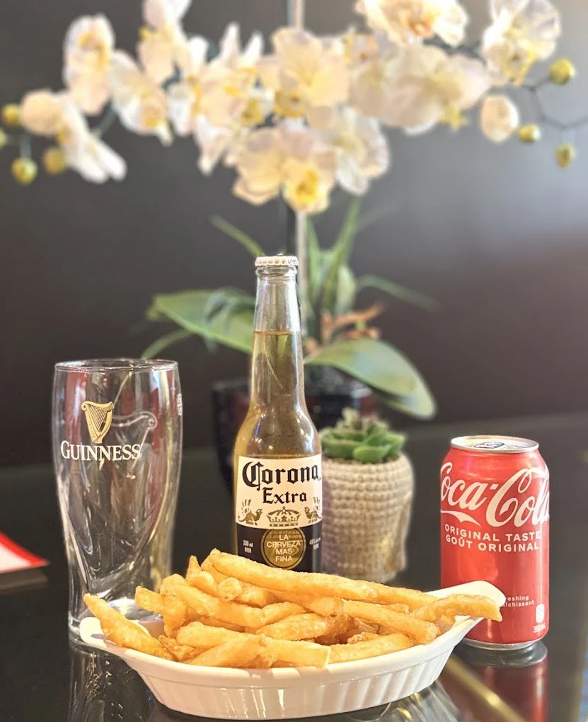 Fries with Corona and Coca-Cola