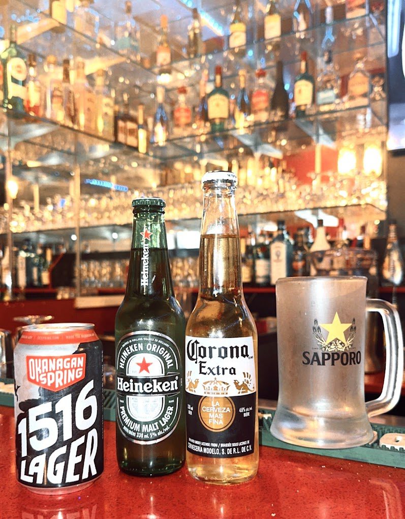 Beer and cider selection on the bar