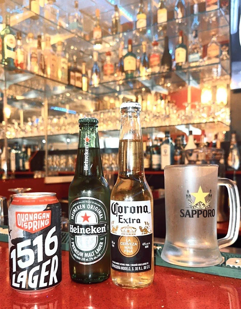 Beer and cider selection on the bar